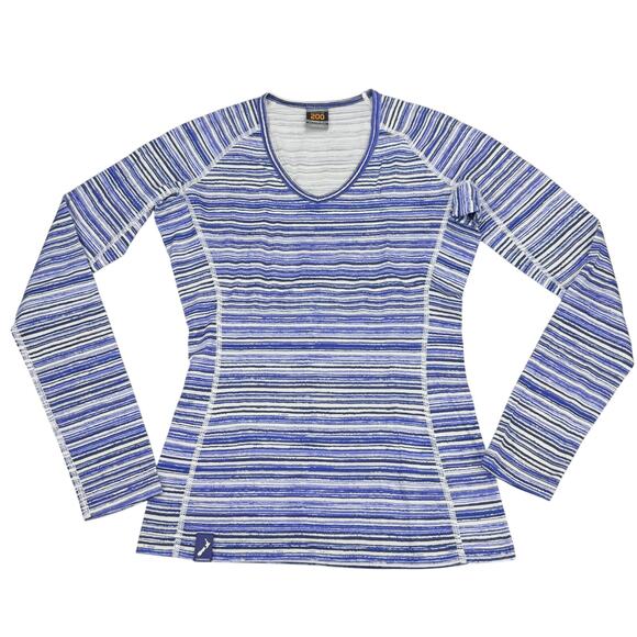 ICEBREAKER Women's New Zealand Merino Bodyfit+ 200 Long Sleeve Top Sz XS Striped - Picture 2 of 6